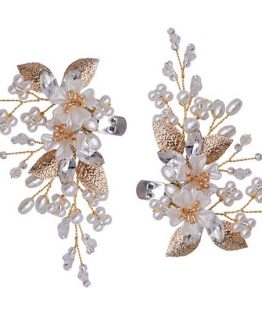Set 2 accesorii pantofi model bridal perle si cristale Auriu